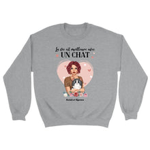 Charger l'image dans la galerie, Jusqu'à 5 chats, Sweat personnalisé femme chat, Pull maman chat, la vie est meilleure avec les chats