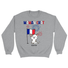 Charger l'image dans la galerie, Jusqu'à 9 chats, Sweat à capuche personnalisé chat, maman chat, papa chat, drapeau France, noms et motifs personnalisés
