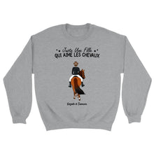 Charger l'image dans la galerie, Jusqu'à 3 chevaux, pull personnalisé cheval, Sweat à col rond cheval, Partenaires d'équitation pour la vie