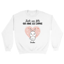 Charger l'image dans la galerie, Jusqu'à 9 lapins, pull personnalisé lapin, maman lapin, Sweat juste une femme qui aime les lapins