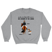 Charger l'image dans la galerie, Jusqu'à 2 chiens, Sweat à capuche personnalisé cheval et chien, Sweat à capuche maman chien et cheval