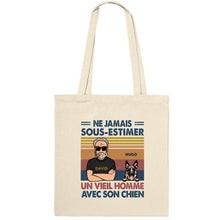 Charger l'image dans la galerie, Jusqu'à 4 chiens, Sac fourre-tout personnalisé chien, Sac fourre-tout homme papa chien, nom et design personnalisés