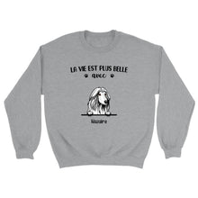 Charger l'image dans la galerie, jusqu'à 9 chiens, Pull personnalisé chien, Sweat à col rond chien, La vie plus belle avec chiens