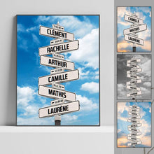 Charger l'image dans la galerie, Jusqu'à 10 noms, poster personnalisée, cadeau pour la famille, nom des membres de la famille, fond de ciel nuageux