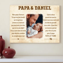 Charger l'image dans la galerie, Toile photo personnalisé, Cadeau pour papa et bébé, Bonne fête des pères, Pour mon papa d'amour