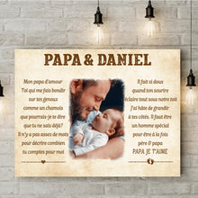 Charger l'image dans la galerie, Toile photo personnalisé, Cadeau pour papa et bébé, Bonne fête des pères, Pour mon papa d'amour