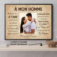 Charger l'image dans la galerie, Poster personnalisée, Cadeau pour femme, mari, A mon homme/A ma femme, quand je dis je t'aime
