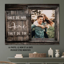 Charger l'image dans la galerie, Toile photo personnalisée, Cadeau pour couple, mari, femme, petit ami, petite amie, Tout de moi aime tout de toi