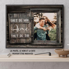 Charger l'image dans la galerie, Poster photo personnalisée, Cadeau pour couple, mari, femme, petit ami, petite amie, Tout de moi aime tout de toi