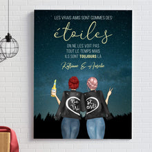 Charger l'image dans la galerie, Jusqu'à 3 amis, Toile personnalisée, cadeau pour les meilleurs amis, Les vrais amis sont commes des étoiles