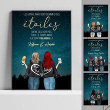 Charger l'image dans la galerie, Jusqu'à 3 amis, Poster personnalisée, cadeau pour les meilleurs amis, Les vrais amis sont commes des étoiles