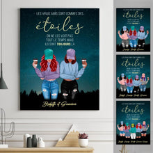 Charger l'image dans la galerie, Jusqu'à 5 amis, Toile personnalisée, cadeau pour les meilleurs amis, Les vrais amis sont commes des étoiles