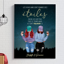Charger l'image dans la galerie, Jusqu'à 5 amis, Toile personnalisée, cadeau pour les meilleurs amis, Les vrais amis sont commes des étoiles