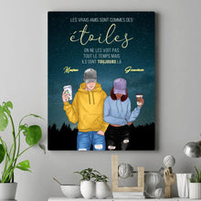 Charger l'image dans la galerie, Jusqu'à 2 filles, Toile personnalisée, Cadeau pour les meilleurs amis, Les vrais amis sont commes des étoiles