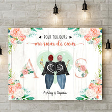 Charger l'image dans la galerie, Toile personnalisée, Cadeau de la meilleure amie, Pour toujours ma sœur de cœur, Tu es ma pote tu saras toujours ma pote