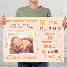 Charger l'image dans la galerie, Poster photo bébé personnalisée, cadeau pour maman, famille, bébé nouveau-né, Bienvenue au monde milles et un cârlins