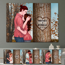 Charger l'image dans la galerie, Toile personnalisée, arbre sculpté en coeur, cadeau pour couple, cadeau pour petite amie, petit ami