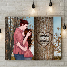 Charger l'image dans la galerie, Toile personnalisée, arbre sculpté en coeur, cadeau pour couple, cadeau pour petite amie, petit ami