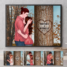 Charger l'image dans la galerie, Poster personnalisée, arbre sculpté en coeur, cadeau pour couple, cadeau pour petite amie, petit ami