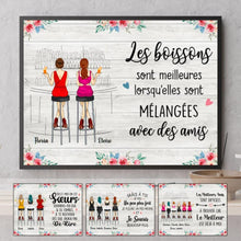 Charger l'image dans la galerie, Jusqu'à 6 filles, Poster personnalisée, Cadeau pour les meilleures amies, Les boissons sont meilleures avec des amis