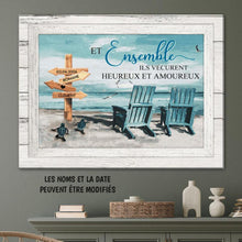 Charger l'image dans la galerie, Toile personnalisée, Cadeau pour couple, Et ensemble ils vécurent heureux et amoureux