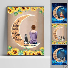 Charger l'image dans la galerie, Jusqu'à 4 chats, Poster personnalisée, Cadeau pour amoureux des chats, Je t'aime jusqu'à la lune et retour