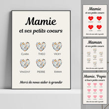 Charger l'image dans la galerie, Jusqu'à 9 petits-enfants, Affiche mamie personnalisée, Cadeau mamie, Fête des grand mère, Affiche nom de famille personnalisé