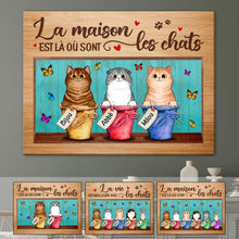 Charger l'image dans la galerie, Jusqu'à 6 chats, toile personnalisée, cadeau pour les amoureux des chats, La maison est là où sont les chats