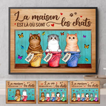 Charger l'image dans la galerie, Jusqu'à 6 chats, Poster personnalisée, Cadeau pour les amoureux des chats, La maison est là où sont les chats