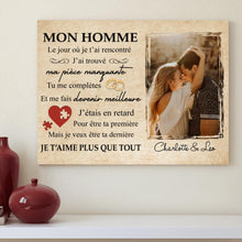 Charger l'image dans la galerie, Toile photo personnalisée, cadeau pour couple, cadeau pour mari/femme, ma pièce manquante