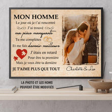 Charger l'image dans la galerie, Poster photo personnalisée, cadeau pour couple, cadeau pour mari/femme, ma pièce manquante
