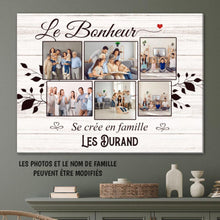 Charger l'image dans la galerie, Toile photo personnalisée, Cadeau pour la famille, Le bonheur c'est la famille