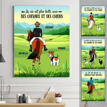 Charger l'image dans la galerie, Jusqu'à 2 chiens, Toile personnalisée, Cadeau pour les amoureux des chevaux et des chiens