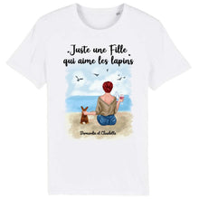 Charger l'image dans la galerie, Jusqu'à 6 animaux, t shirt personnalisé lapin et chat, tee shirt lapin chat femme, juste une femme qui aime les chats et les lapins