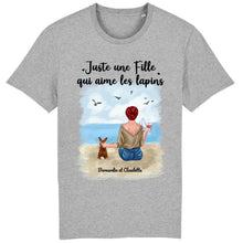 Charger l'image dans la galerie, Jusqu'à 6 animaux, t shirt personnalisé lapin et chat, tee shirt lapin chat femme, juste une femme qui aime les chats et les lapins