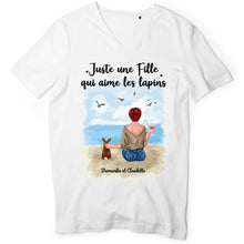 Charger l'image dans la galerie, Jusqu'à 6 animaux, t shirt personnalisé lapin et chat, tee shirt lapin chat femme, juste une femme qui aime les chats et les lapins