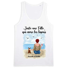 Charger l'image dans la galerie, Jusqu'à 6 animaux, t shirt personnalisé lapin et chat, tee shirt lapin chat femme, juste une femme qui aime les chats et les lapins