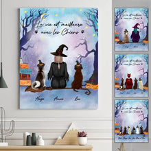Charger l'image dans la galerie, Jusqu'à 6 chiens, Toile de chien d'Halloween personnalisée, Cadeau pour les amoureux des chiens