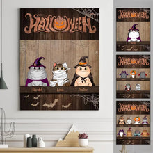 Charger l'image dans la galerie, Jusqu'à 8 chats, Joyeux Halloween Texture Bois Chat Moelleux Toile Personnalisée