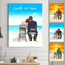 Charger l'image dans la galerie, Couple de mariage sur la plage toile personnalisée, cadeau pour couple, anniversaire de mariage