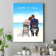 Charger l'image dans la galerie, Couple de mariage sur la plage toile personnalisée, cadeau pour couple, anniversaire de mariage