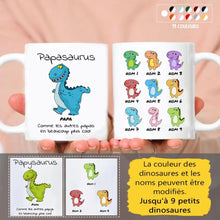 Charger l'image dans la galerie, Jusqu'à 9 enfants, petits-enfants, Mug magique personnalisé, Papasaurus, Papysaurus Tasse