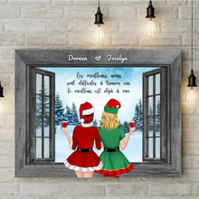 Charger l'image dans la galerie, Jusqu'à 5 filles, toile Best Friends personnalisée, cadeau pour les amis, cadeau de Noël personnalisé