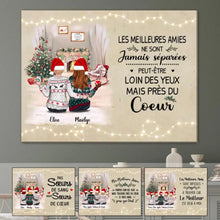 Charger l'image dans la galerie, Jusqu'à 5 filles, meilleures amies dans le salon noël toile personnalisée, cadeau de noël