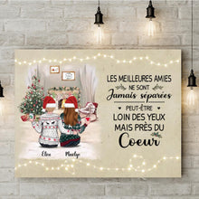 Charger l'image dans la galerie, Jusqu'à 5 filles, meilleures amies dans le salon noël toile personnalisée, cadeau de noël