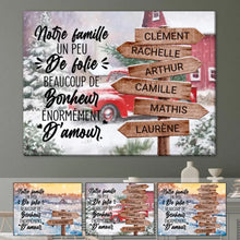 Charger l'image dans la galerie, Jusqu'à 10 prénoms, Toile famille Noël personnalisée, Notre famille un peu de folie beaucoup de bonheur