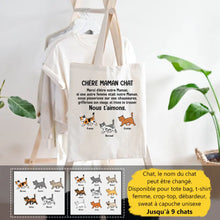 Charger l'image dans la galerie, Jusqu'à 9 chats, Sac fourre-tout personnalisé chat, Sac fourre-tout chère maman chat, Cadeaux pour la fête des mères