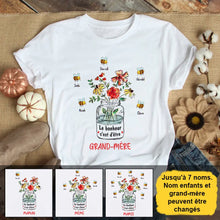 Charger l'image dans la galerie, Jusqu'à 7 noms, T-shirt personnalisé grand-mère maman, Le bonheur c'est d'être grand-mère/maman
