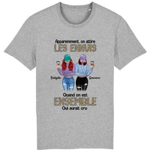 Charger l'image dans la galerie, Jusqu'à 5 filles, noms et arts personnalisés, T shirt personnalisé meilleure amie, t-shirt femme meilleures amies