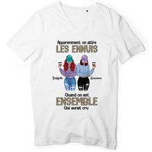 Charger l'image dans la galerie, Jusqu'à 5 filles, noms et arts personnalisés, T shirt personnalisé meilleure amie, t-shirt femme meilleures amies